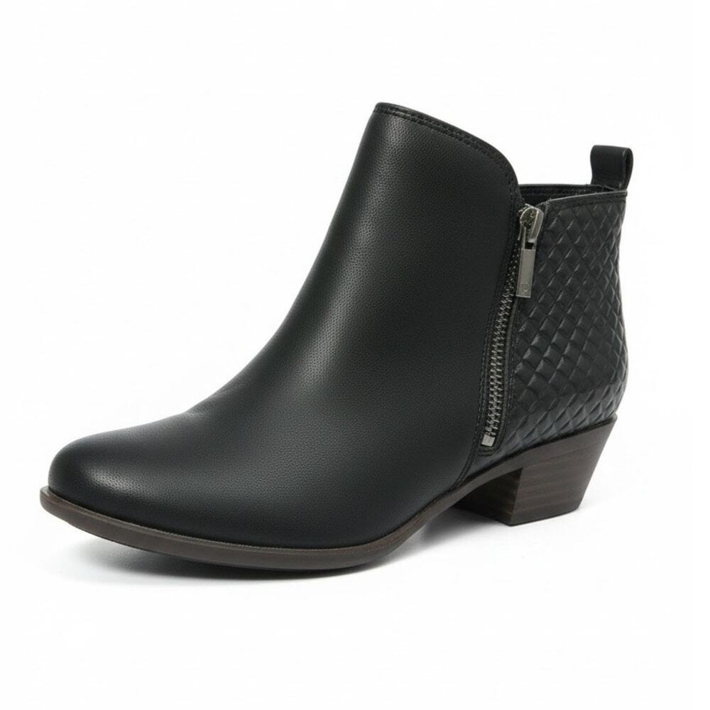 Lucky Brand Women's Leather Ankle Boots Black Size 8M Zippers Both Sides